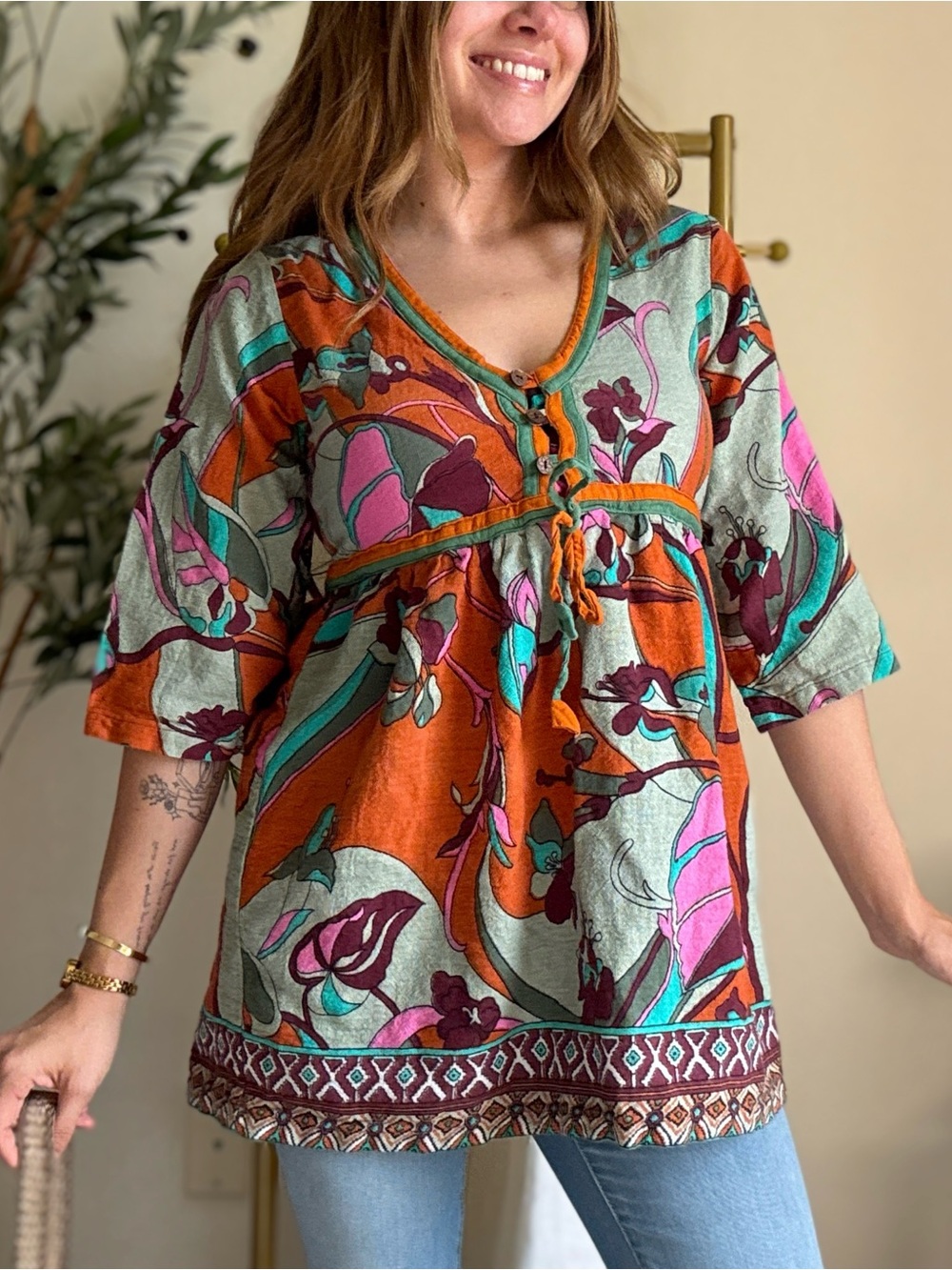 Cute Y2K boho colorful tunic